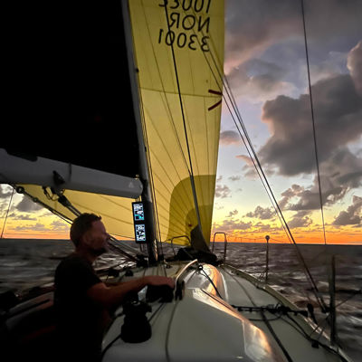Miina under Elvstrøm Sails crossing the atlantic during the 2024725 Transquadra