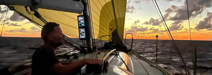 Miina under Elvstrøm Sails crossing the atlantic during the 2024725 Transquadra