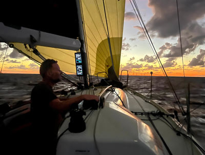 Miina under Elvstrøm Sails crossing the atlantic during the 2024725 Transquadra